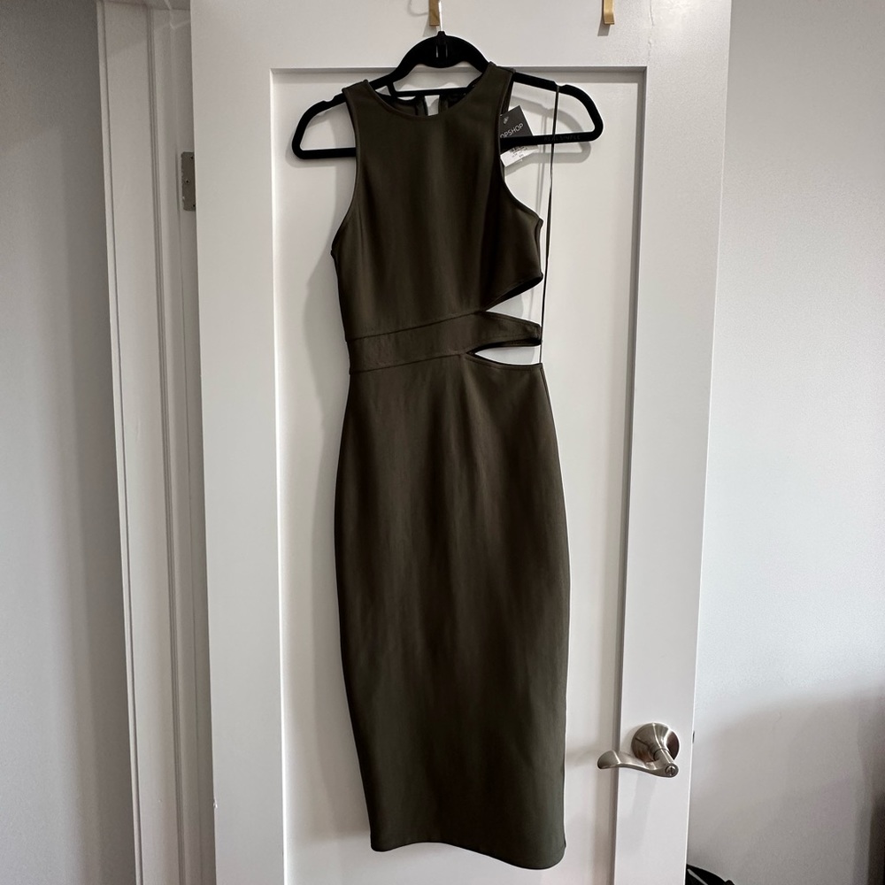 TopShop Dark Green Midi Dress